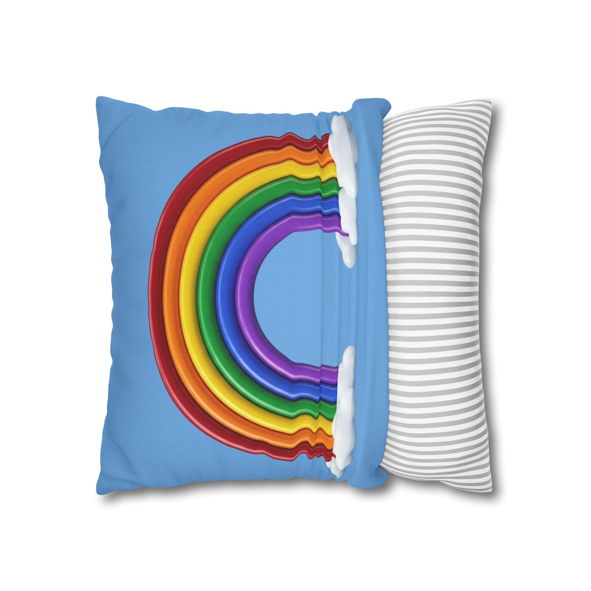 Rainbow Light Blue Spun Polyester Square Pillowcase