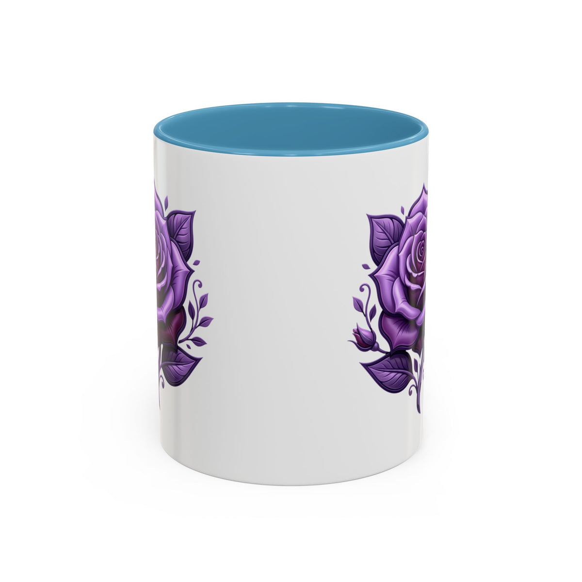 Purple Rose Accent Coffee Mug — Floral Gothic Tea Cup for Women & Gifts