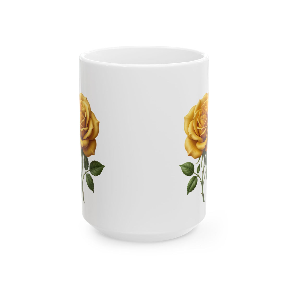Yellow Rose Ceramic Mug - Floral Coffee Tea Cup (11oz & 15oz)