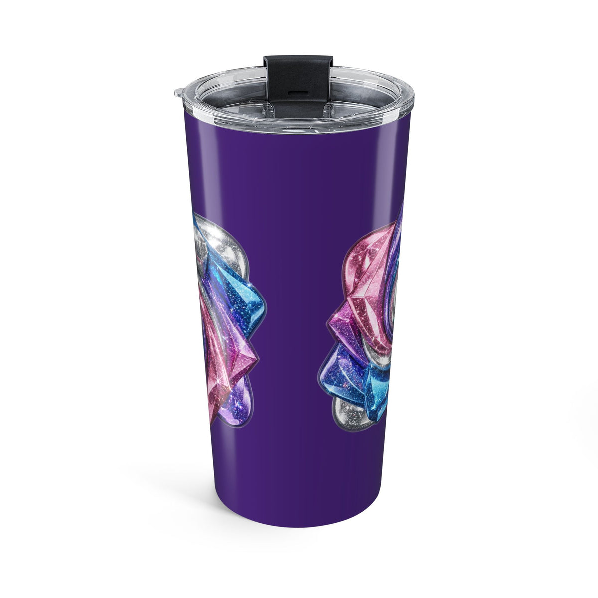 20oz Glitter Bow Tumbler Dark Purple — Insulated Travel Cup with Sparkle Ribbon Design