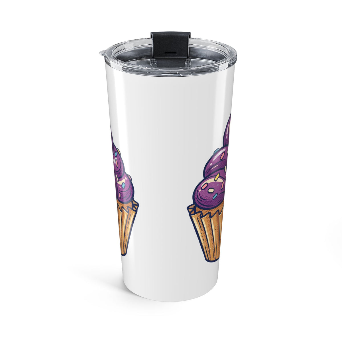 20oz Cupcake Tumbler White — Insulated Travel Cup with Purple Frosting Design