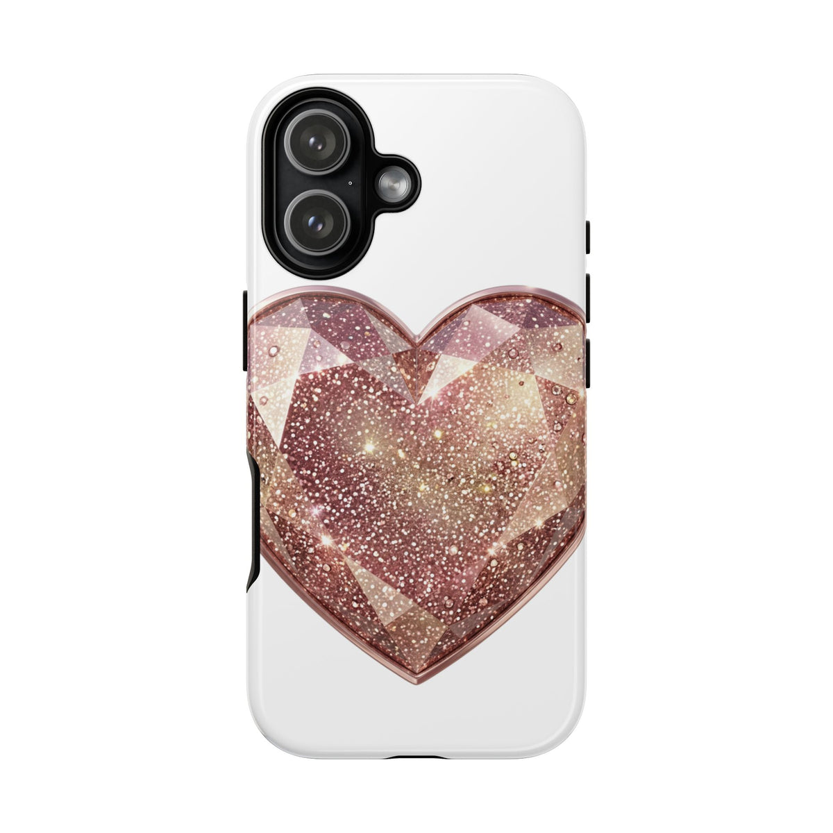 Rose Gold Glitter Crystal Heart Phone Case