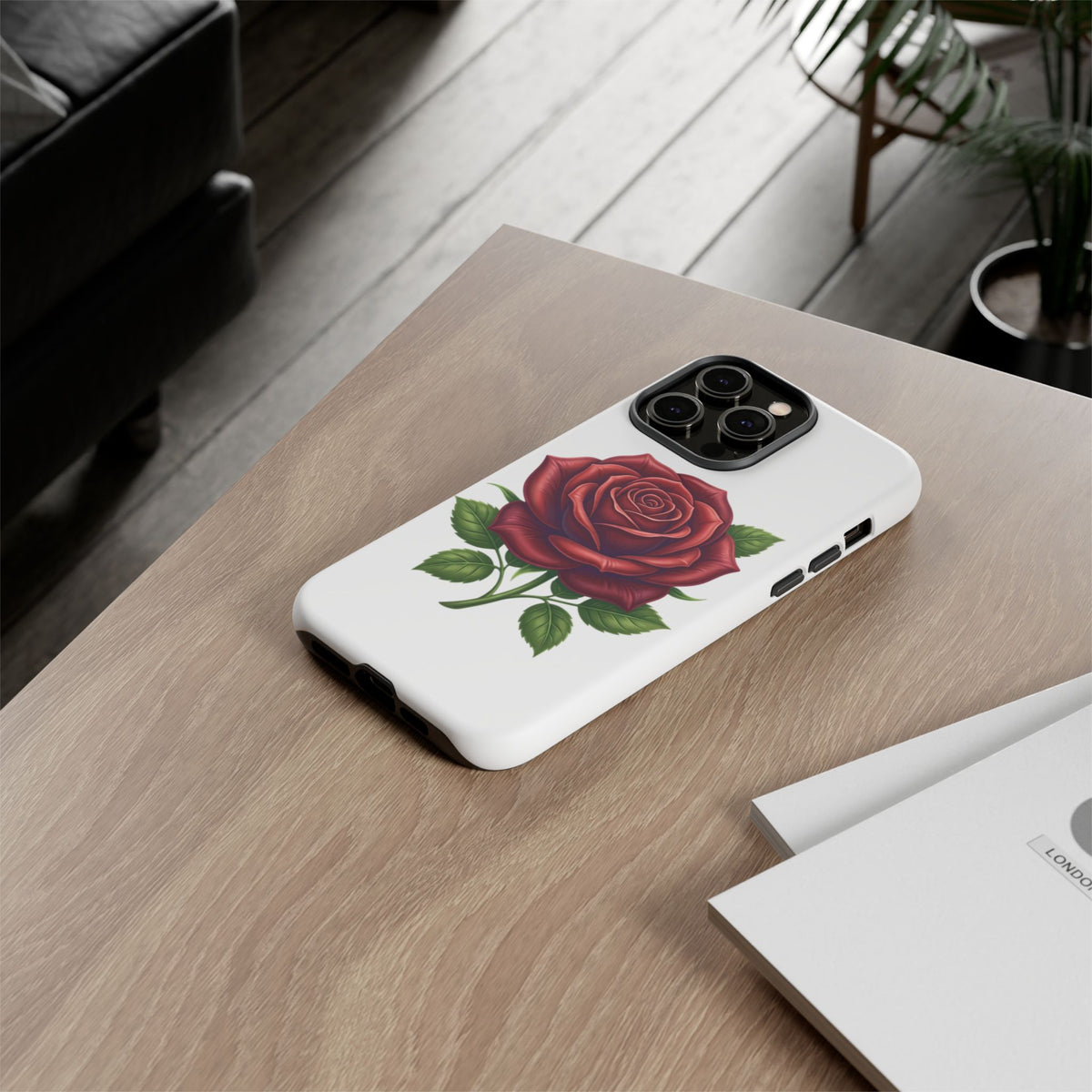 Rose Phone Case — Vintage Red Rose Floral Protective Cover