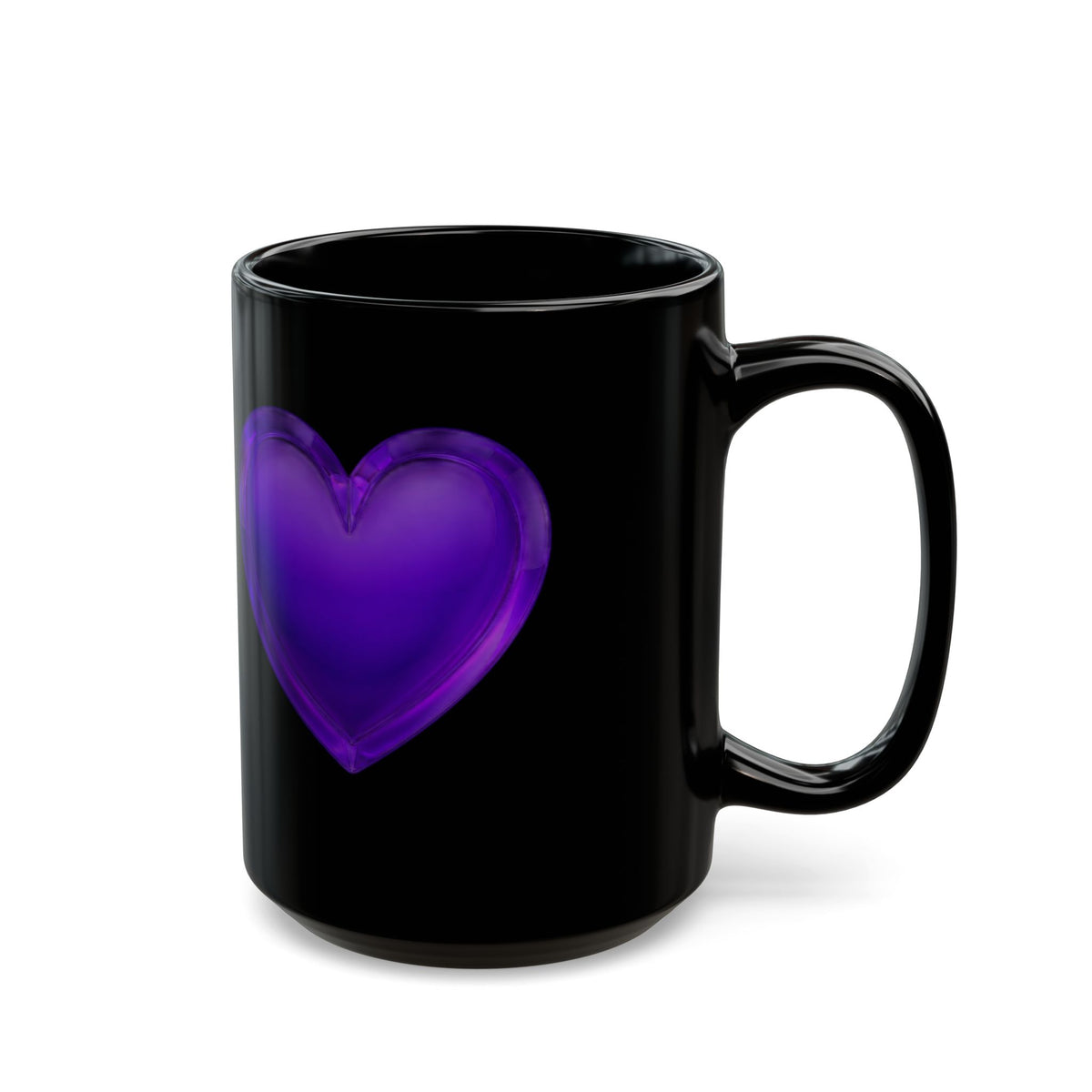 Black Mug - Purple Heart Ceramic Coffee Cup (11oz & 15oz)