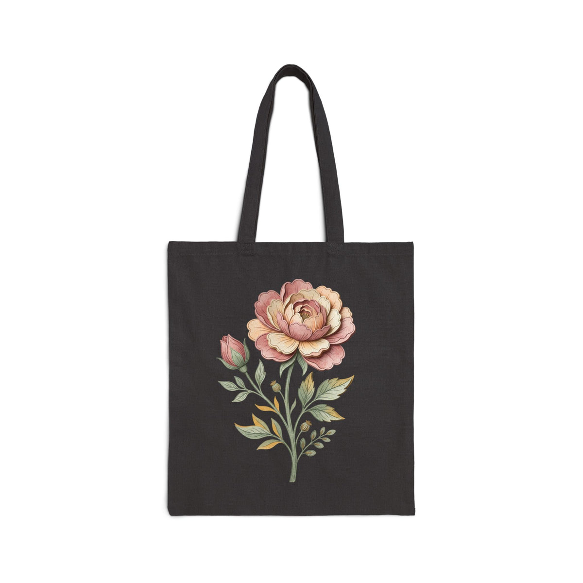 Floral Canvas Tote Bag – Vintage Watercolor Rose Eco Shopper