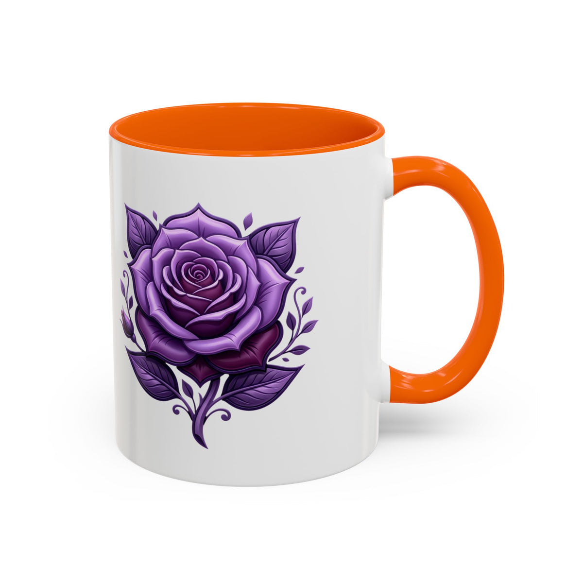 Purple Rose Accent Coffee Mug — Floral Gothic Tea Cup for Women & Gifts