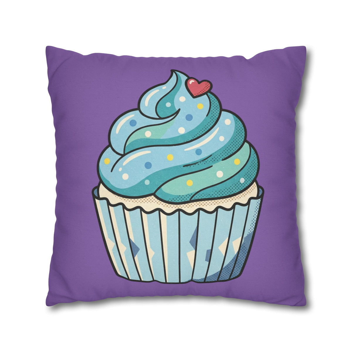 Cupcake Throw Pillow - Cute Blue Frosting Decorative Cushion for Kids’ Rooms, Nurseries & Baker Gift- Light Purple