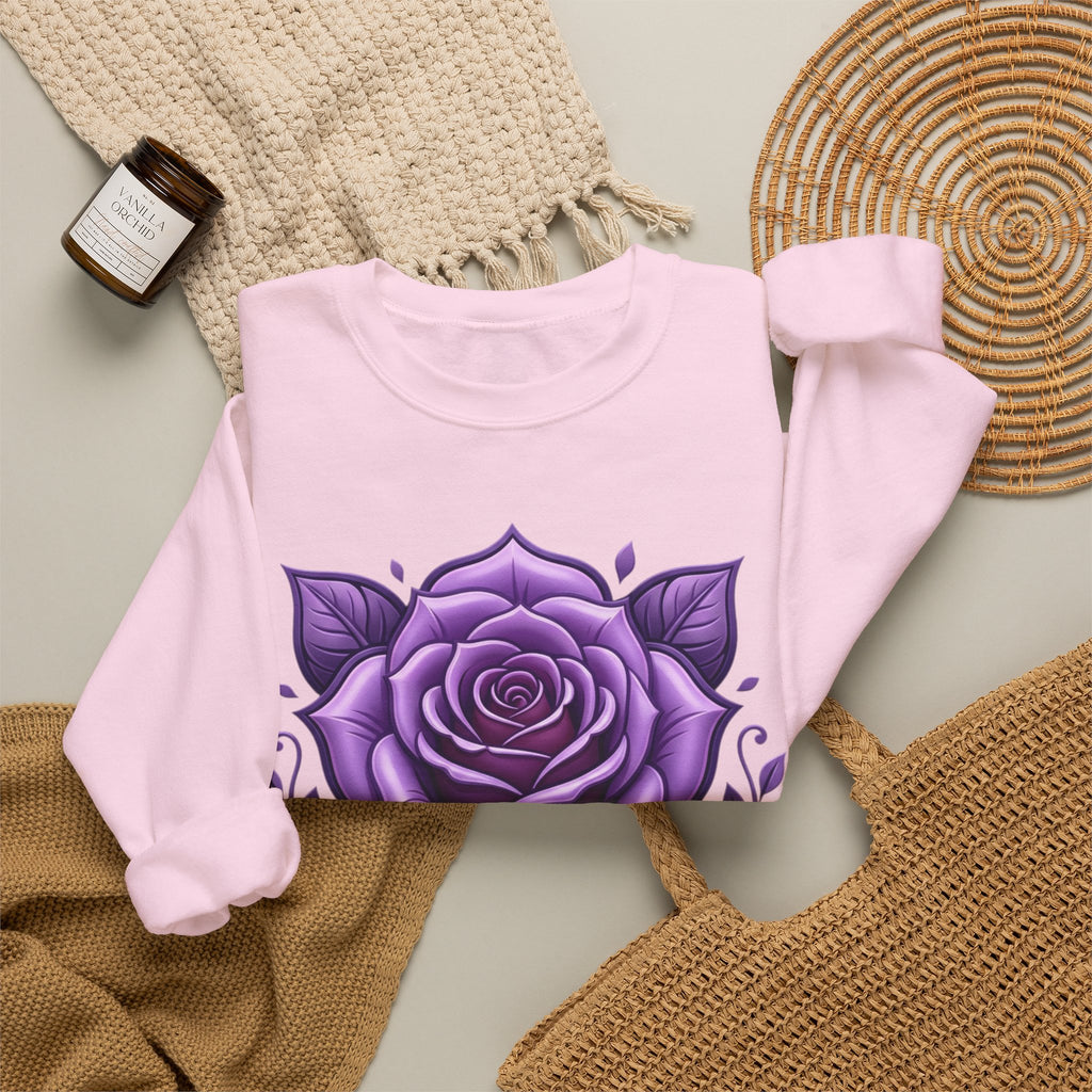 Purple Rose Crewneck Sweatshirt