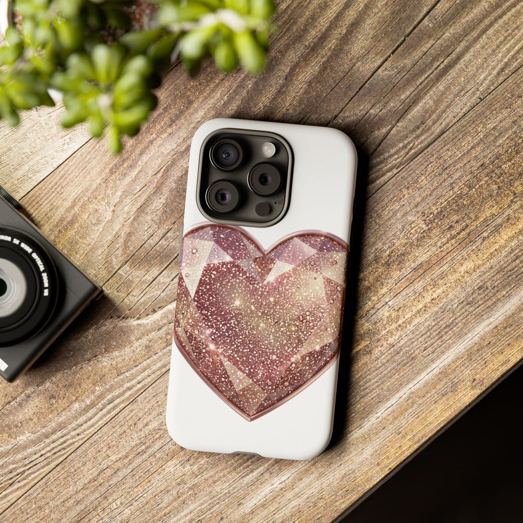 Rose Gold Glitter Crystal Heart Phone Case