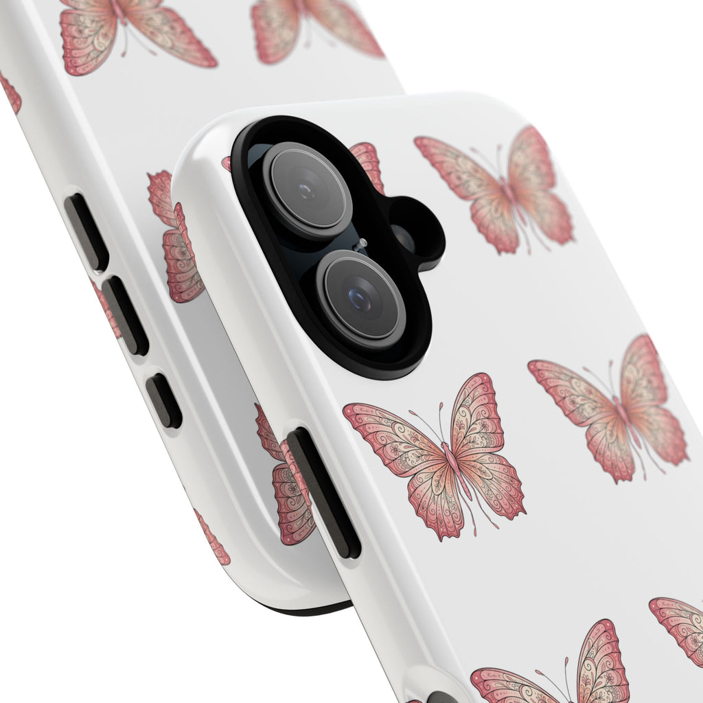 Pink Butterfly Tough Phone Case — Floral Pattern Protective Cover