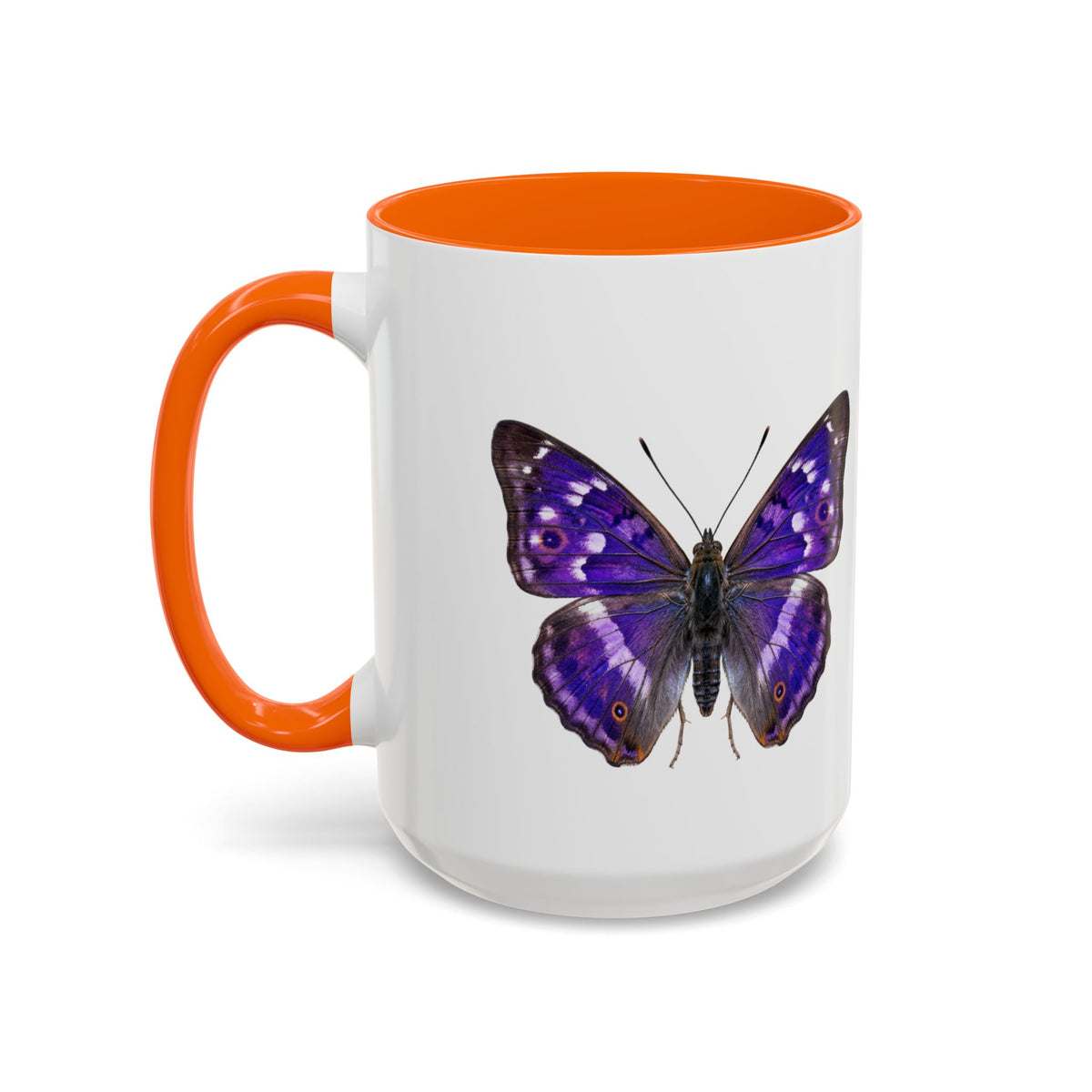 Purple Butterfly Accent Coffee Mug – Elegant Floral Butterfly Ceramic Cup