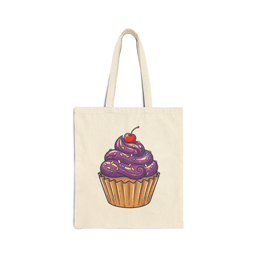 Purple Cupcake Cotton Canvas Tote Bag