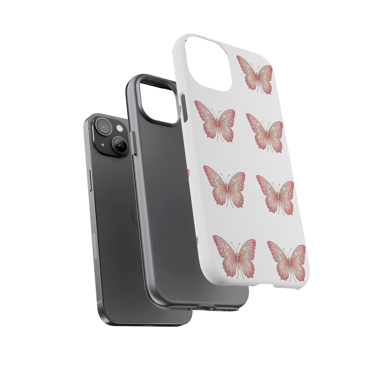 Pink Butterfly Tough Phone Case — Floral Pattern Protective Cover