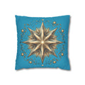 Star Print Turquoise Spun Polyester Square Pillowcase
