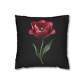 Red Tulip Botanical Throw Pillowcase — Floral Square Cushion Cover