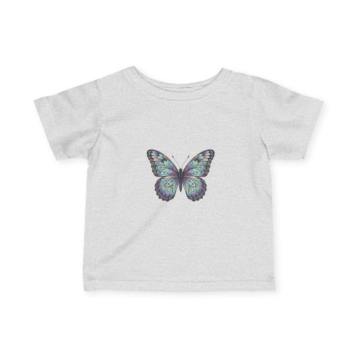 Infant Butterfly Tee — Pastel Blue Floral Butterfly Baby Shirt
