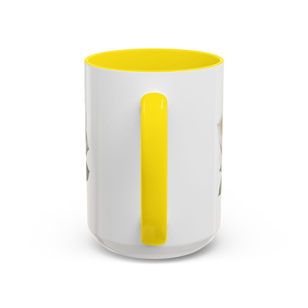 White Rose Accent Coffee Mug — Elegant Floral 11/15oz Ceramic