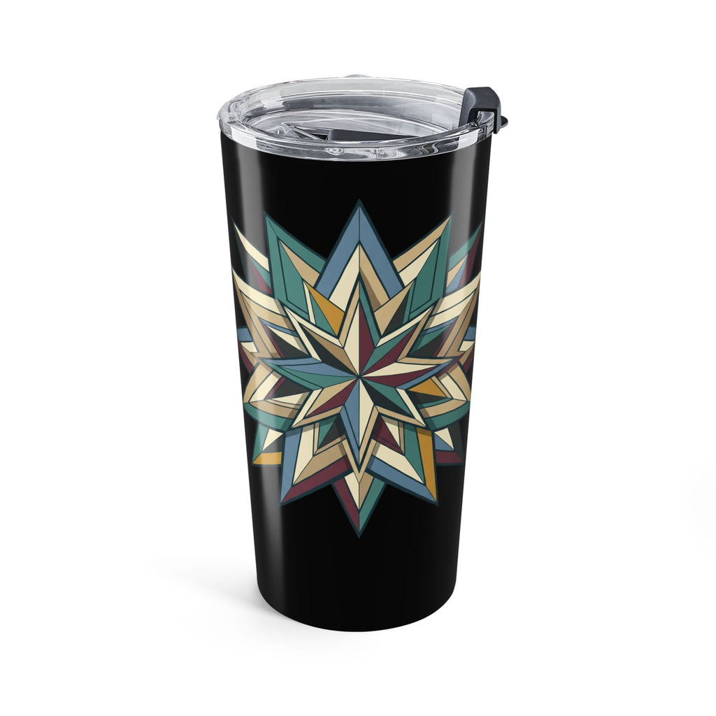 20oz Geometric Star Tumbler — Insulated Stainless Travel Cup- Black