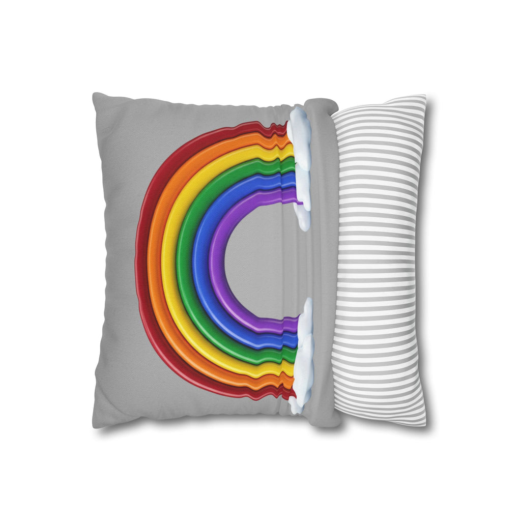 Rainbow Grey Spun Polyester Square Pillowcase