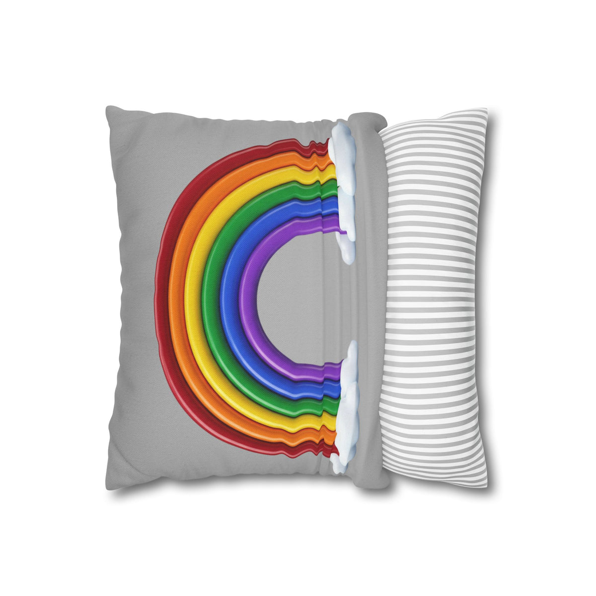 Rainbow Grey Spun Polyester Square Pillowcase