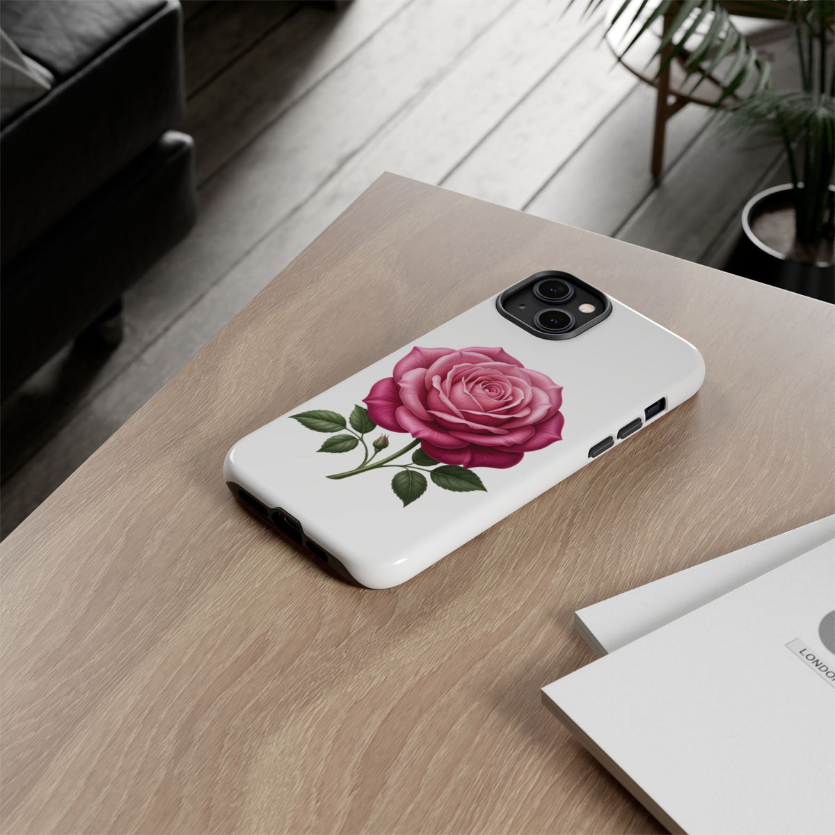 Pink Rose Tough Phone Case — Floral Protective iPhone Cover