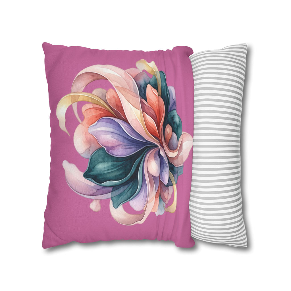 Floral Swirl Decorative Pillow — Pink Abstract Botanical Accent
