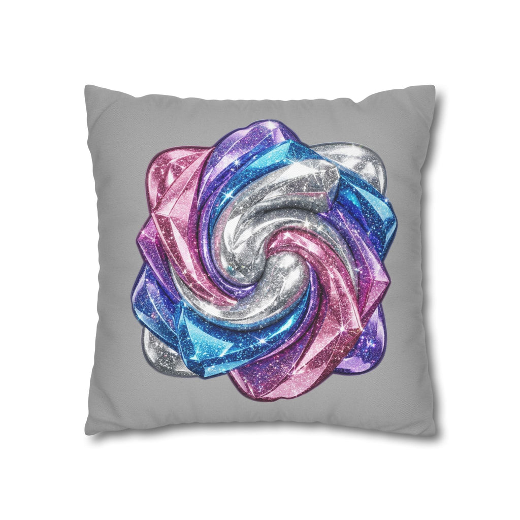 3D Glitter Design Light Grey Spun Polyester Square Pillowcase