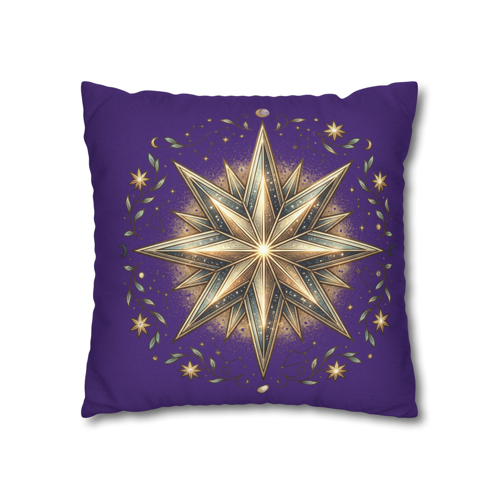 Star Print Dark Purple Spun Polyester Square Pillowcase