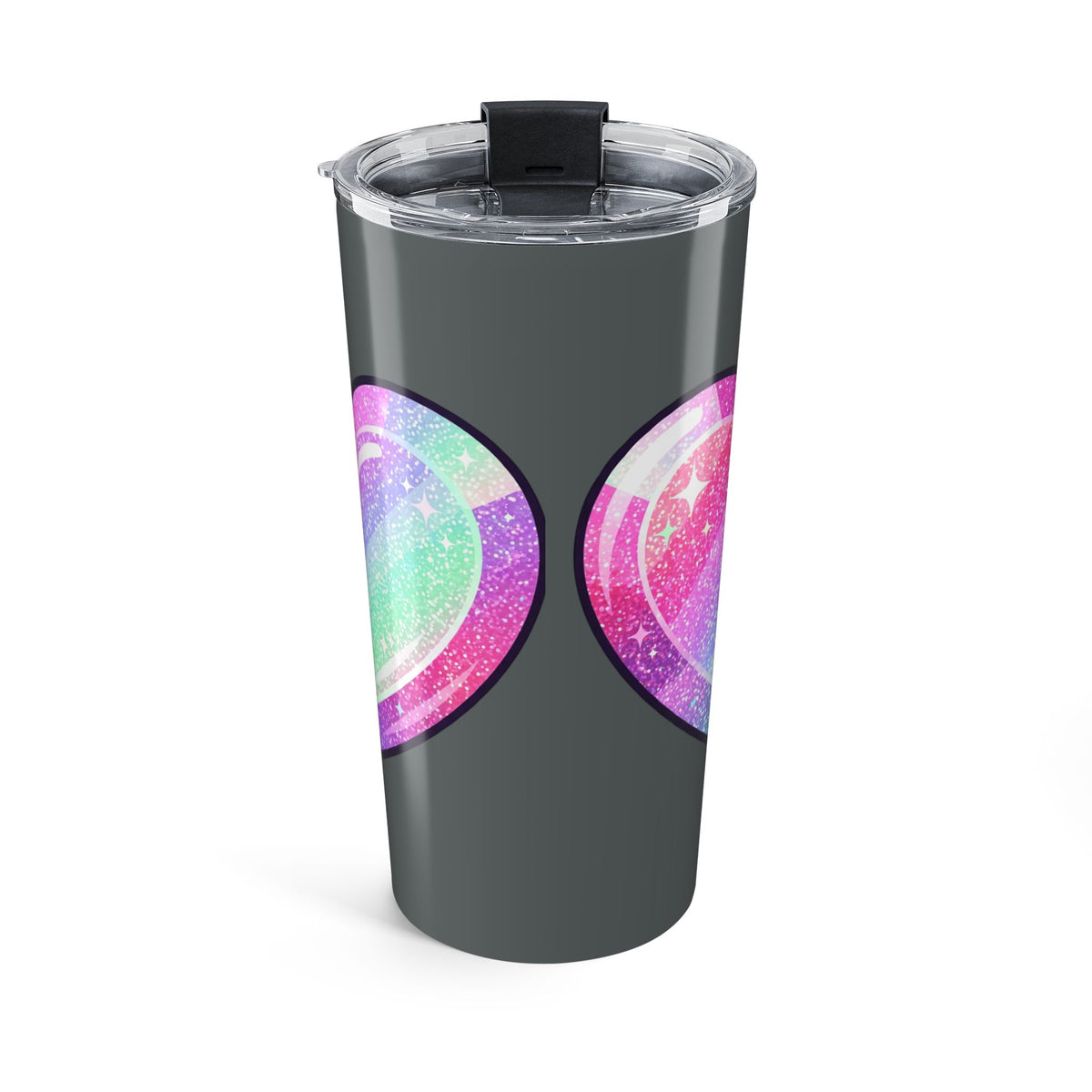 Pastel Glitter Heart Tumbler 20oz- Dark Grey