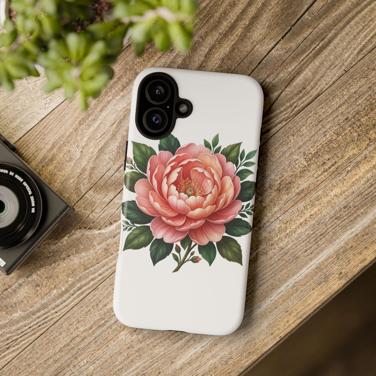 Floral Peony Tough Phone Case — Protective Botanical iPhone Cover