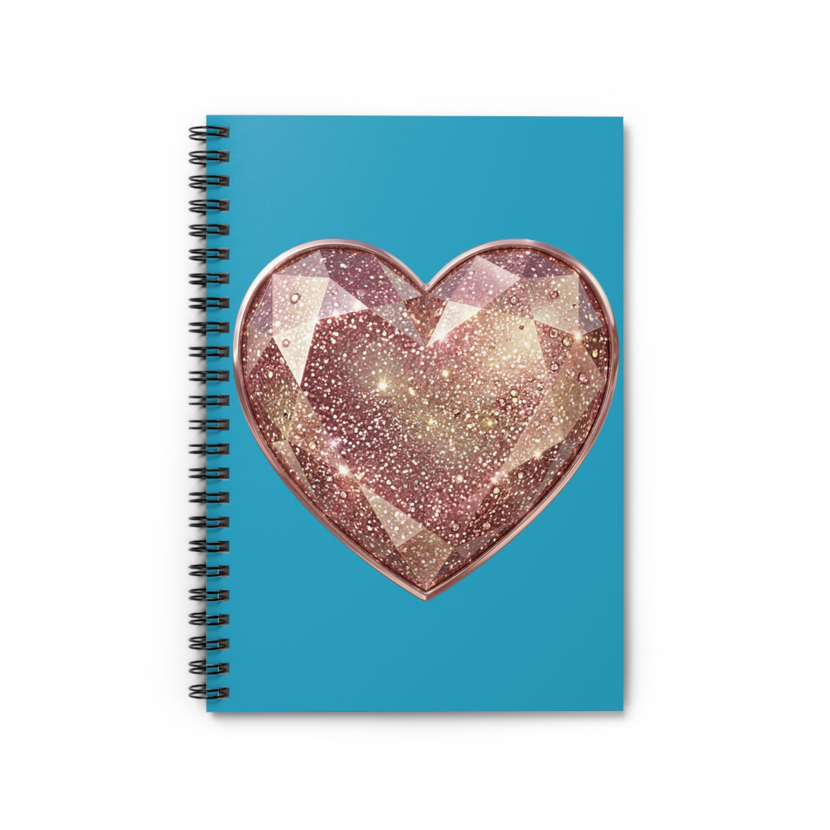 Sparkling Gem Heart Spiral Notebook — Ruled Journal for Notes & Gifts- Turquoise