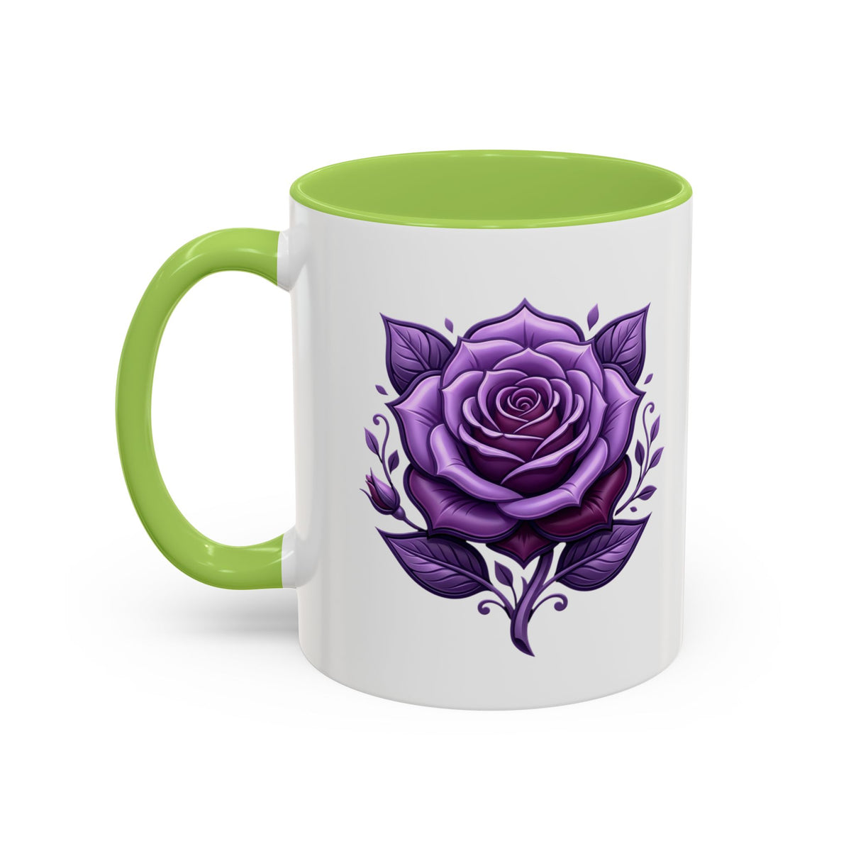 Purple Rose Accent Coffee Mug — Floral Gothic Tea Cup for Women & Gifts