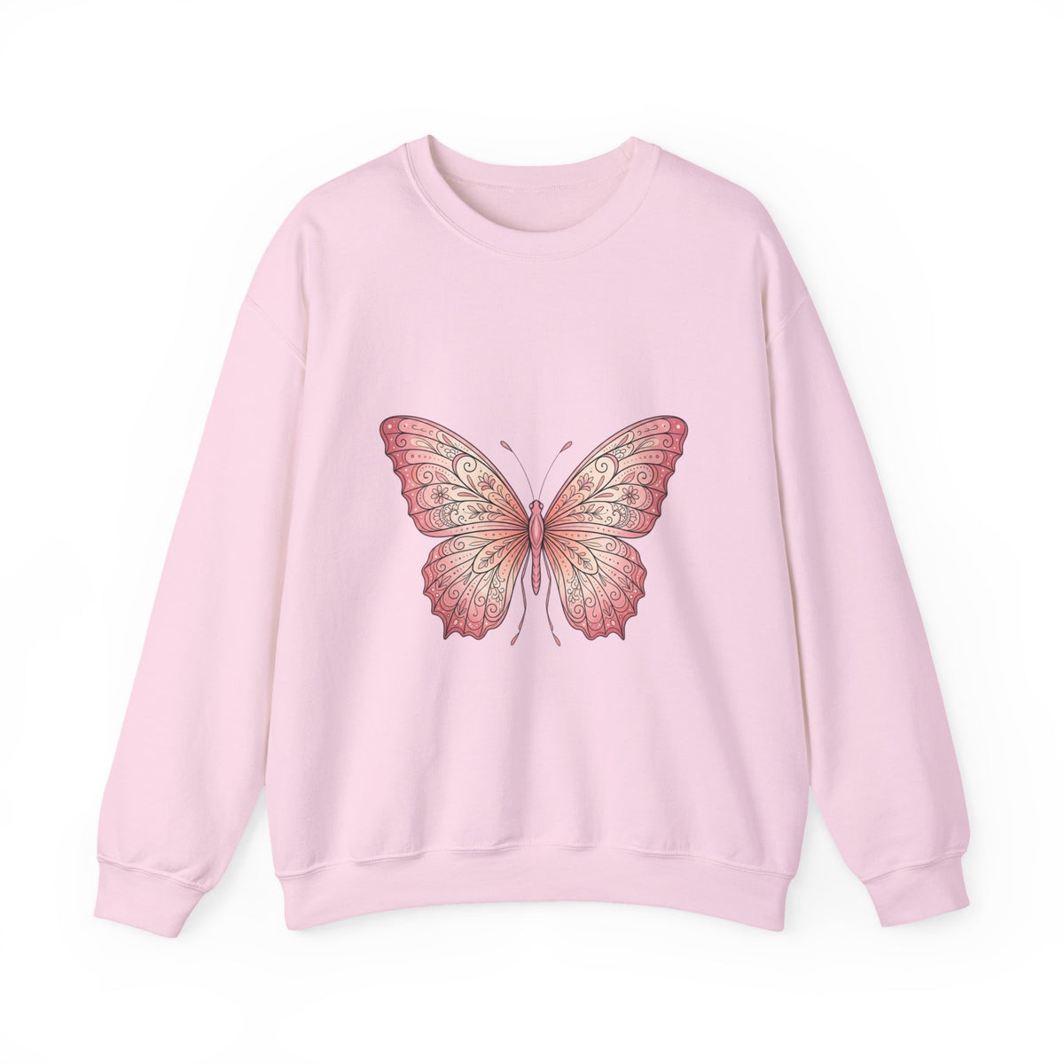 Pink Watercolor Butterfly Crewneck Sweatshirt