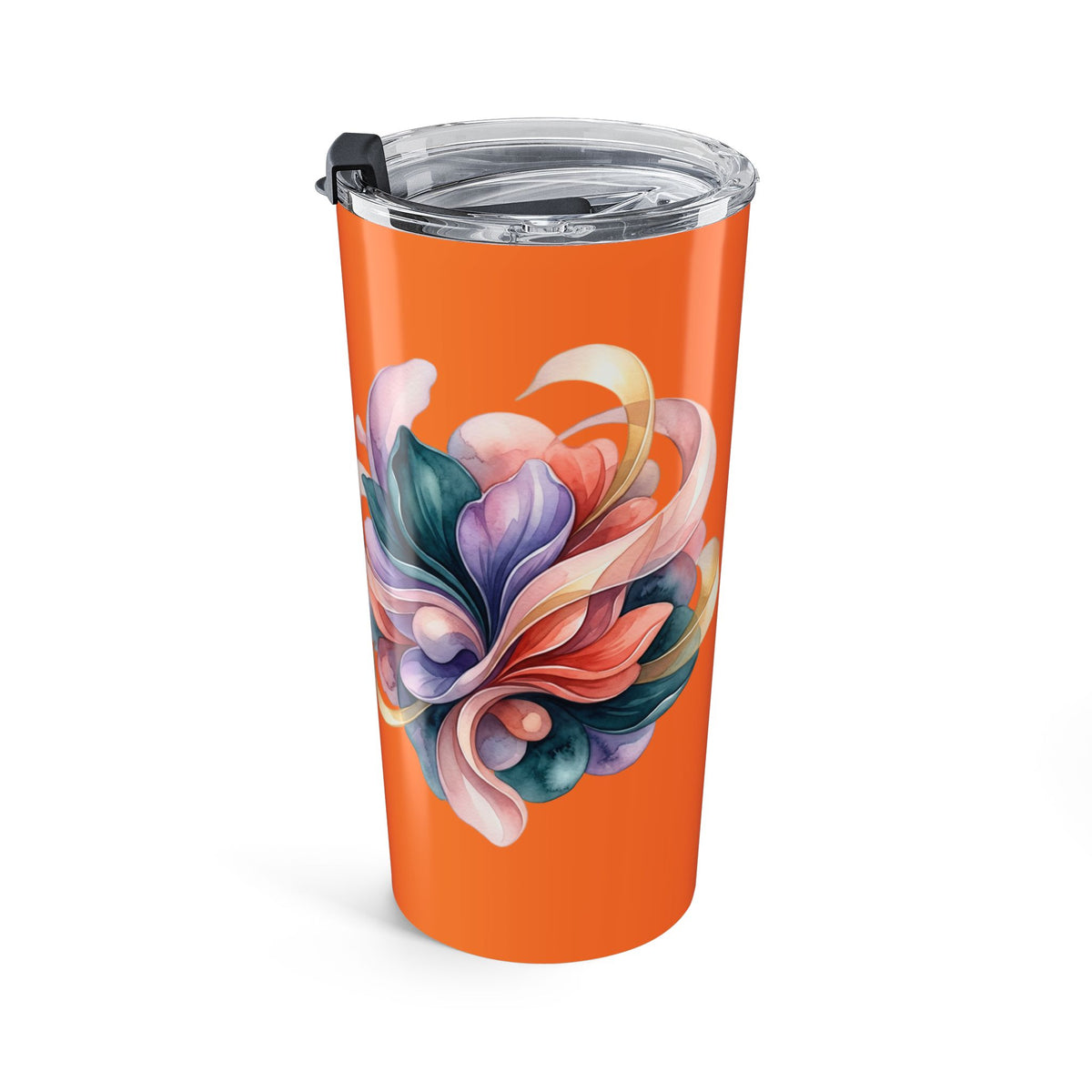 20oz Floral Swirl Tumbler – Orange Abstract Blossom Travel Cup