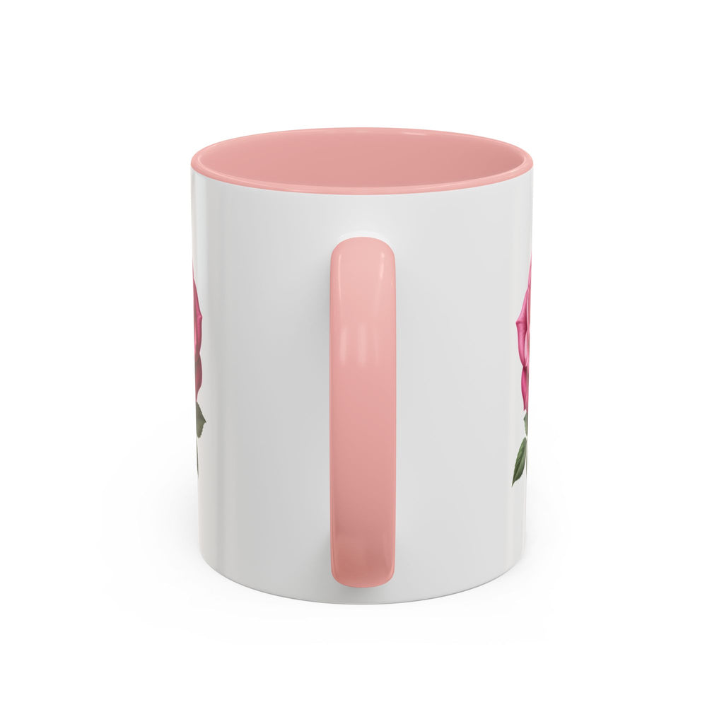 Pink Rose Accent Coffee Mug — Floral Tea & Coffee Cup (11/15 oz)