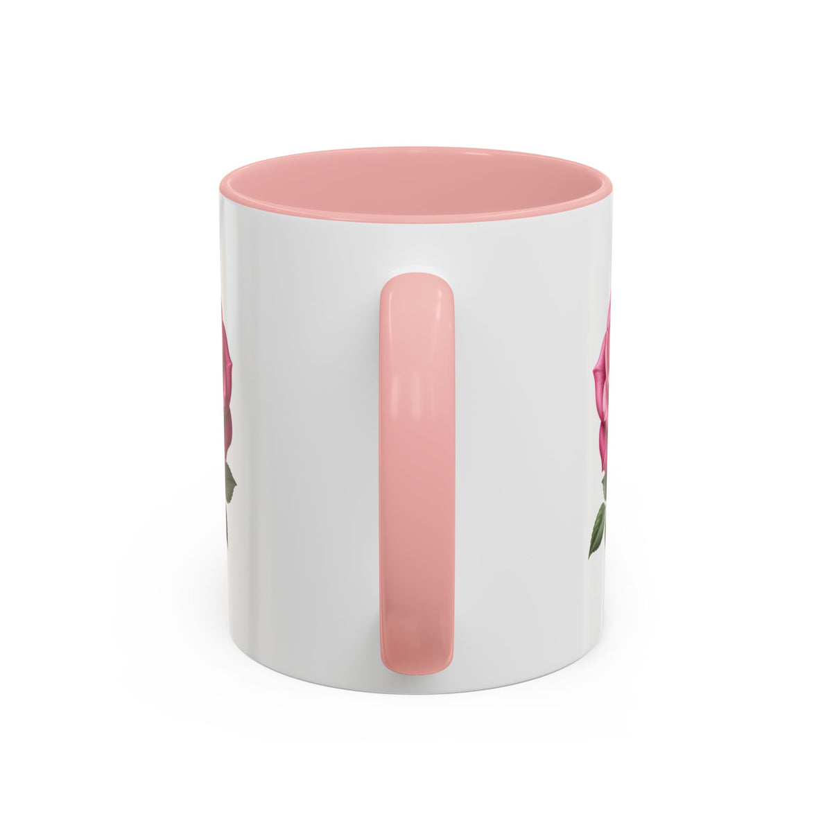 Pink Rose Accent Coffee Mug — Floral Tea & Coffee Cup (11/15 oz)