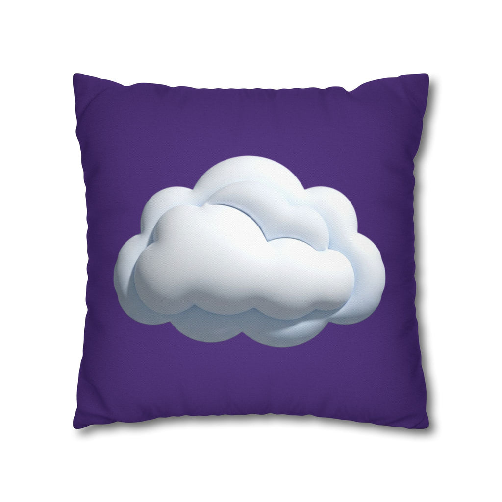 Cloud Graphic Pillowcase - Dark Purple Whimsical Decorative Throw Pillow Cover