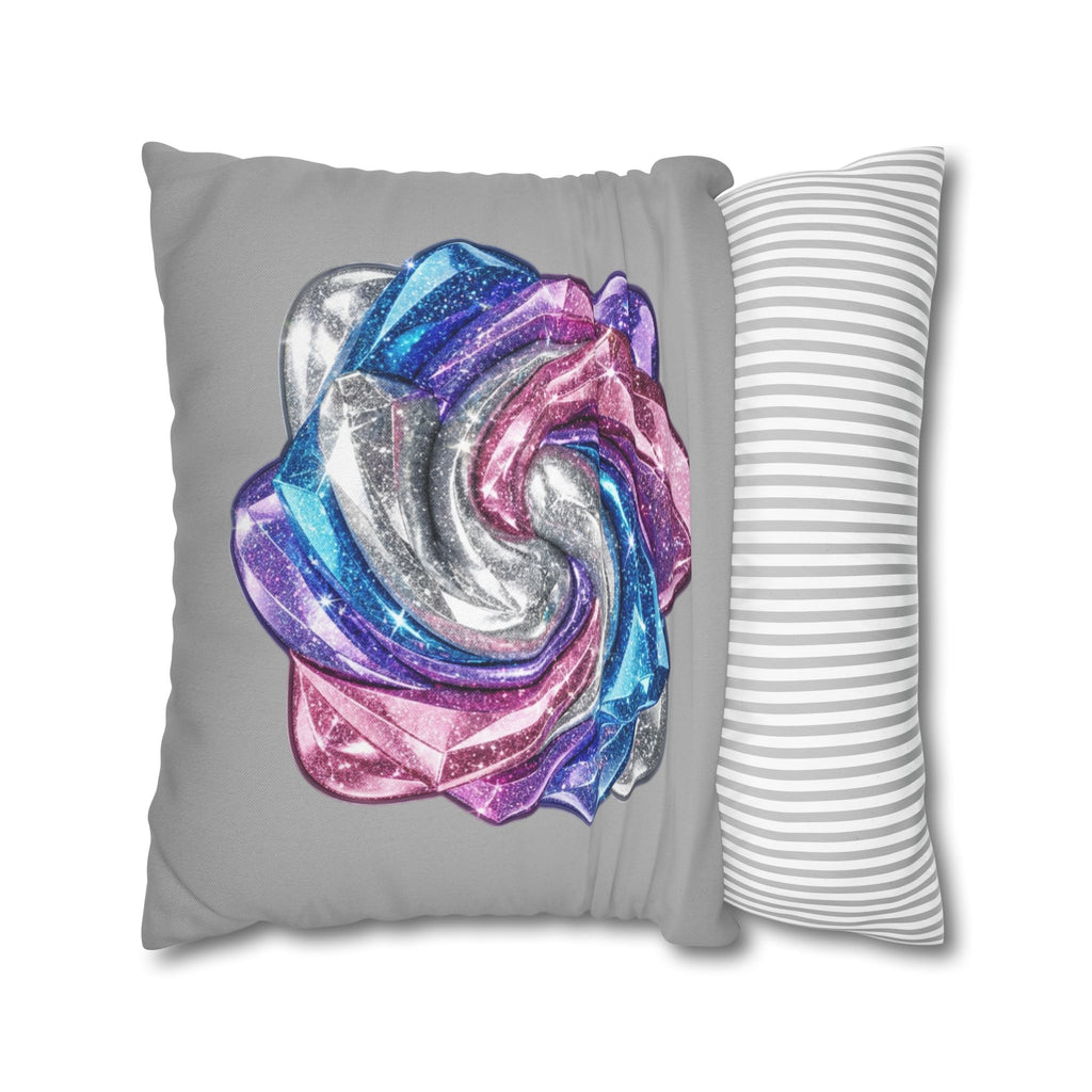 3D Glitter Design Light Grey Spun Polyester Square Pillowcase