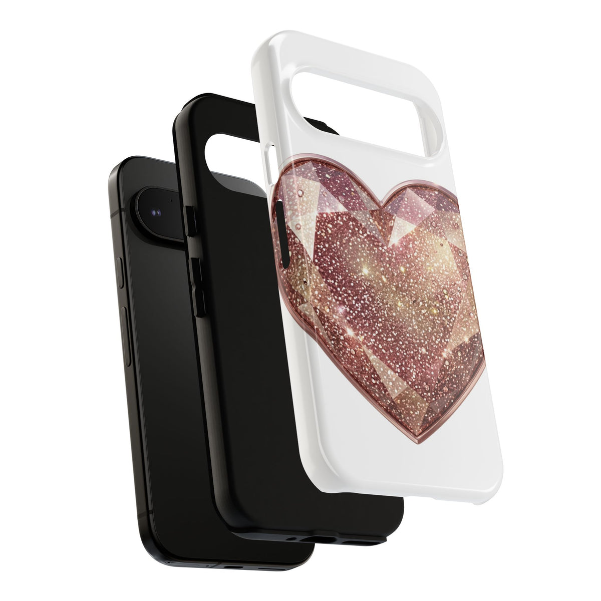 Rose Gold Glitter Crystal Heart Phone Case