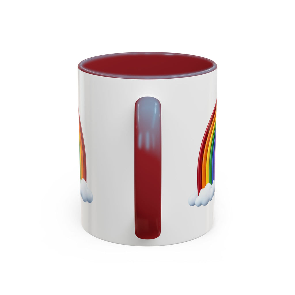 Rainbow Coffee Mug - Colorful Arc & Clouds Accent Mug (11/15oz)