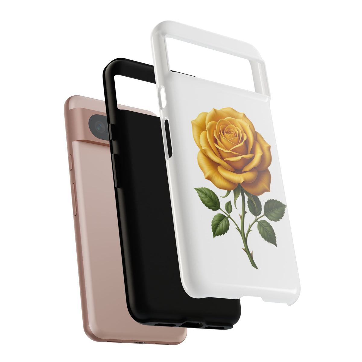 Yellow Rose Phone Case — Vintage Floral Tough Protective Cover