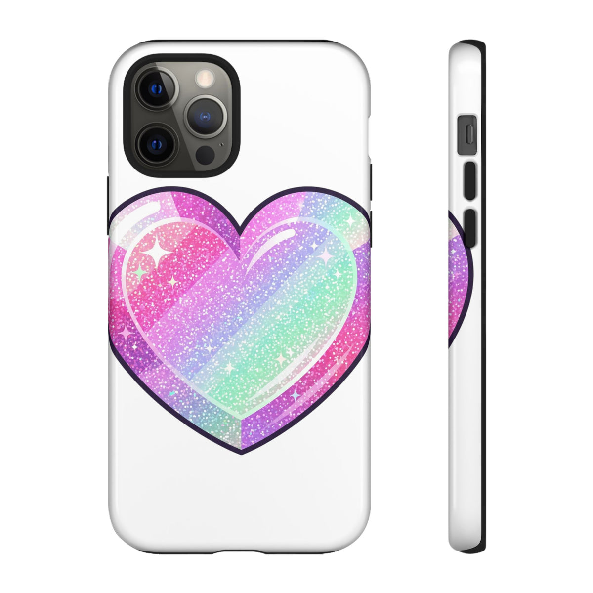 Pastel Glitter Heart Tough Phone Case — Cute Protective Phone Cover