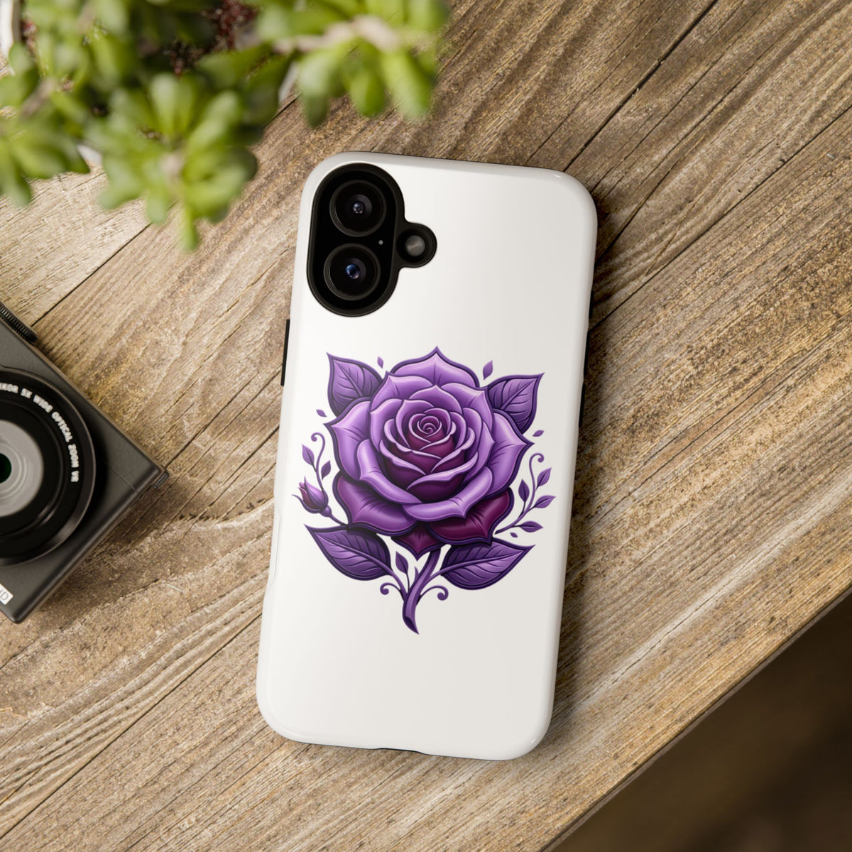 Purple Rose Tough Phone Case — Floral Protective Phone Cover