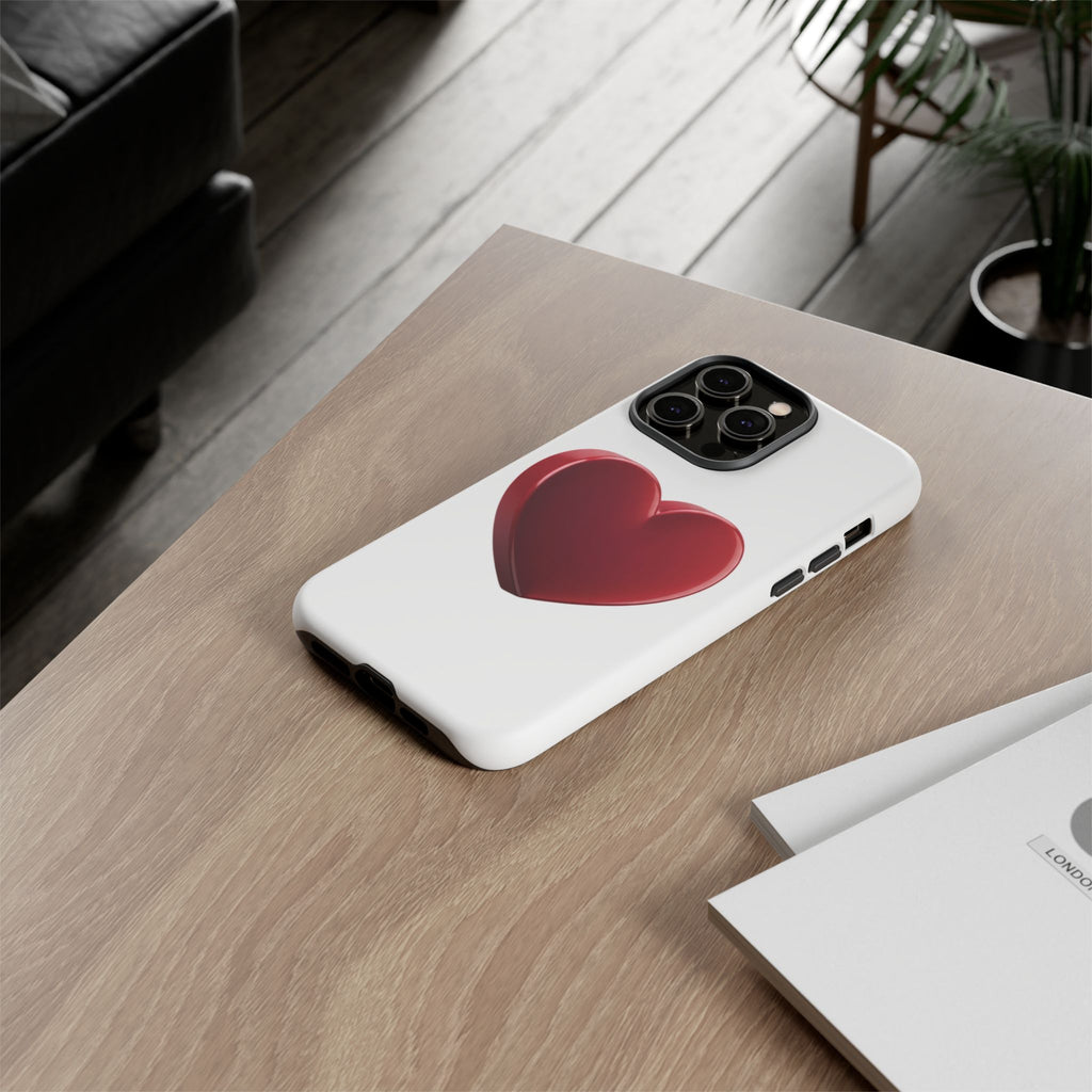 Heart Tough Phone Case - Red 3D Heart Protective Phone Case