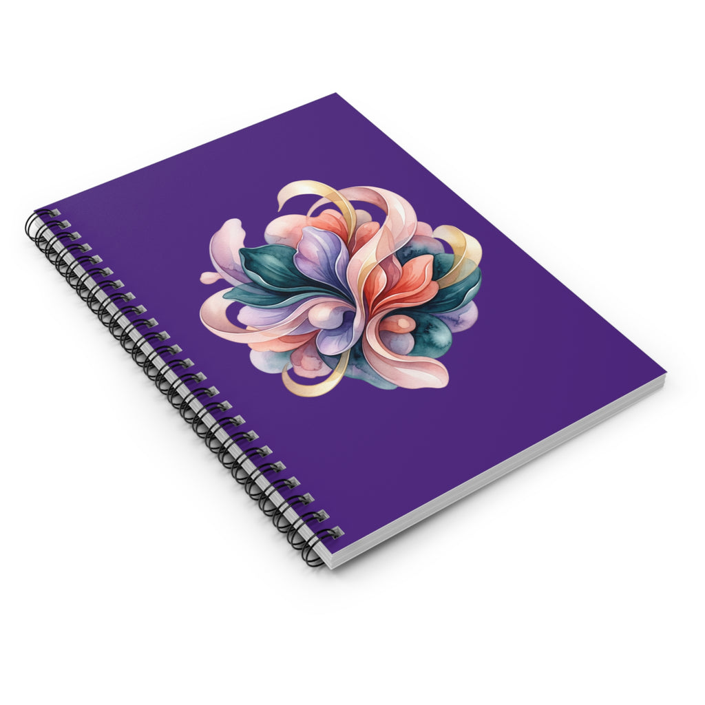 Floral Swirl Spiral Notebook — Colorful Abstract Flower Ruled Journal