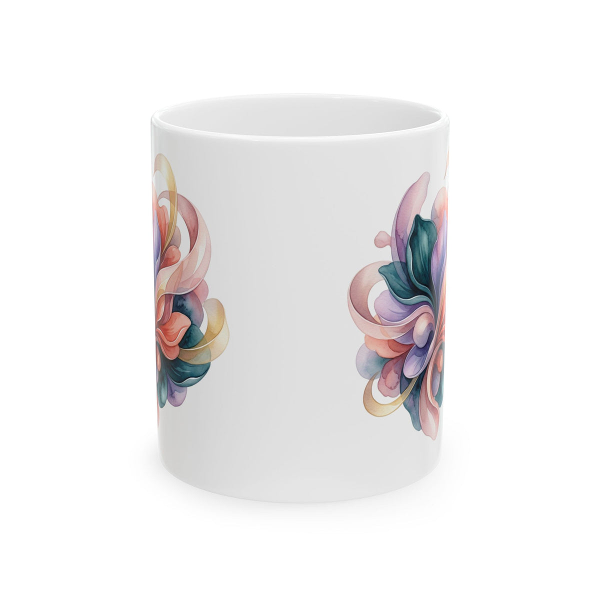Abstract Floral Ceramic Mug — Colorful Swirl Flower Design (11oz & 15oz)