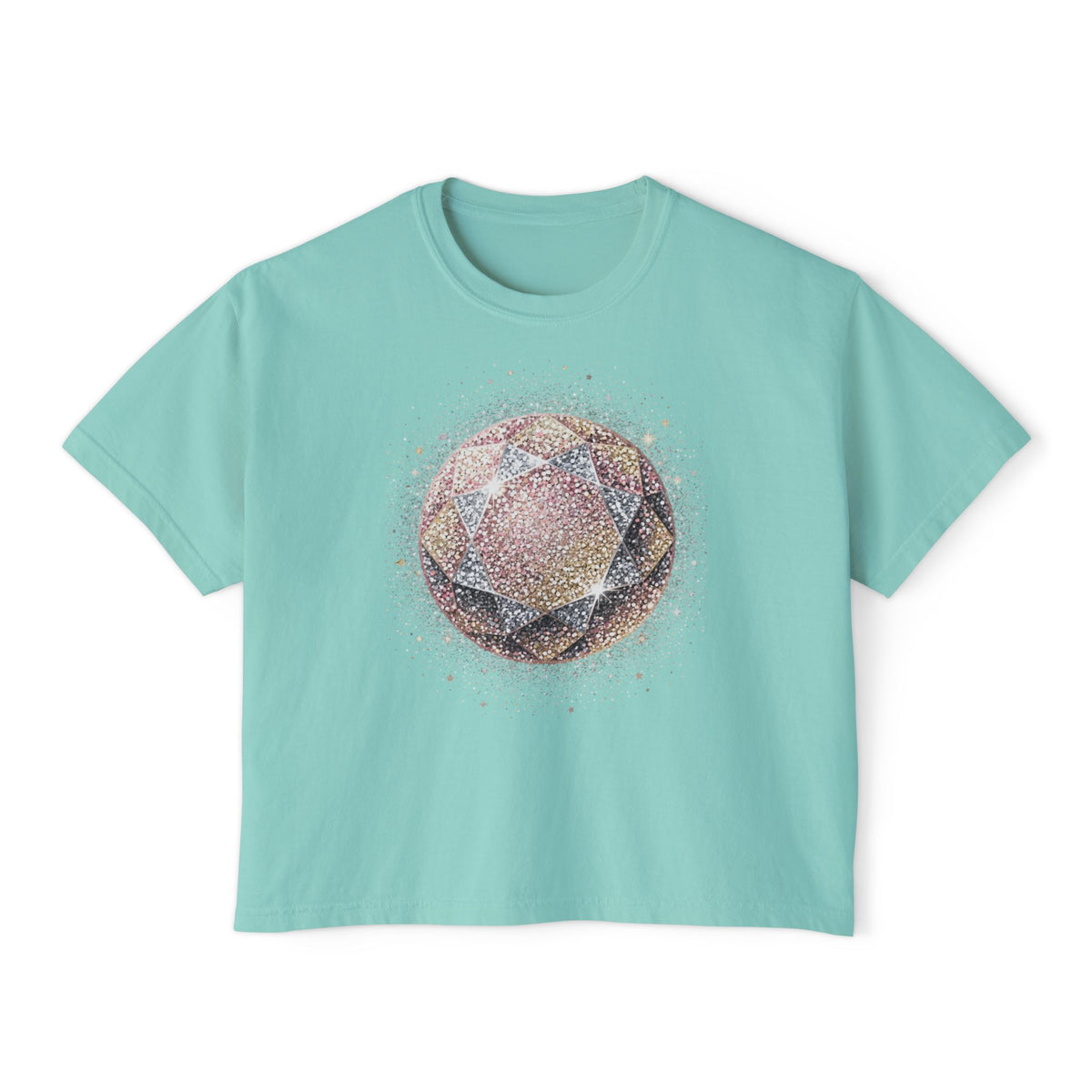 Women's Boxy Tee — Watercolor Geode Crystal Graphic