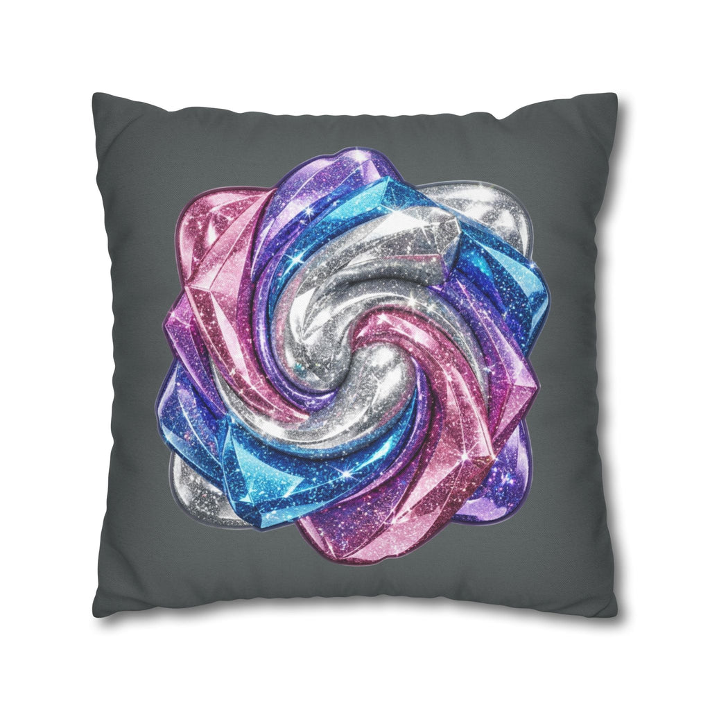 3D Glitter Design Dark Grey Spun Polyester Square Pillowcase