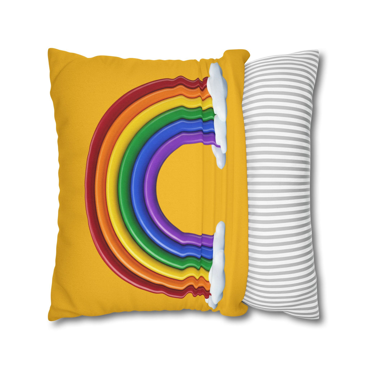 Rainbow Yellow Spun Polyester Square Pillowcase