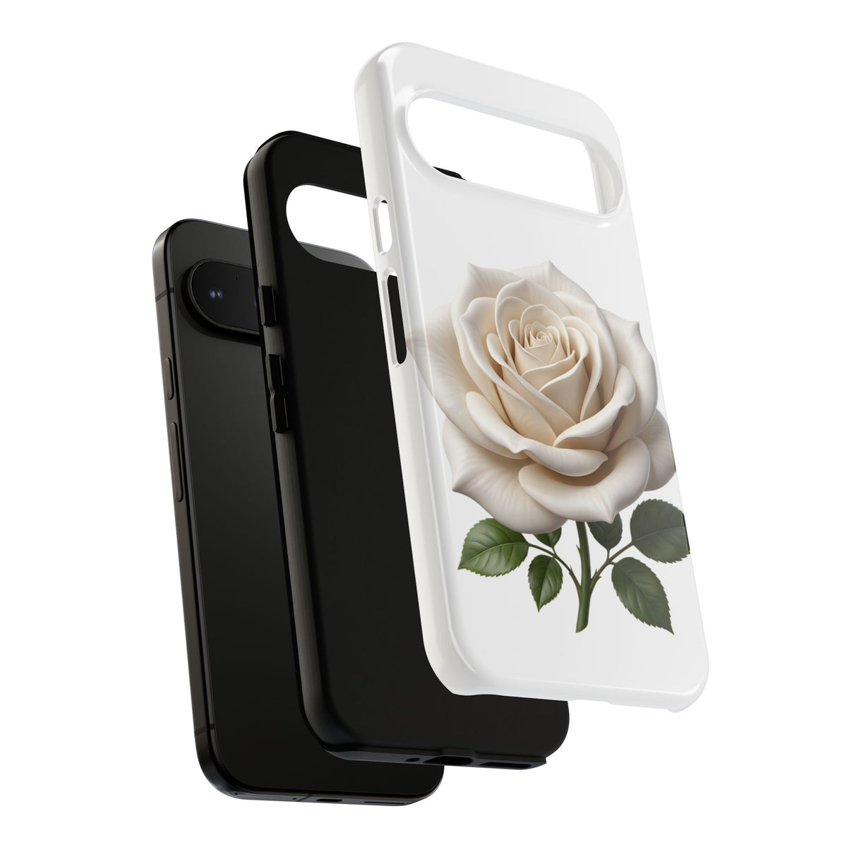 White Rose Tough Phone Case – Elegant Floral Protective Cover